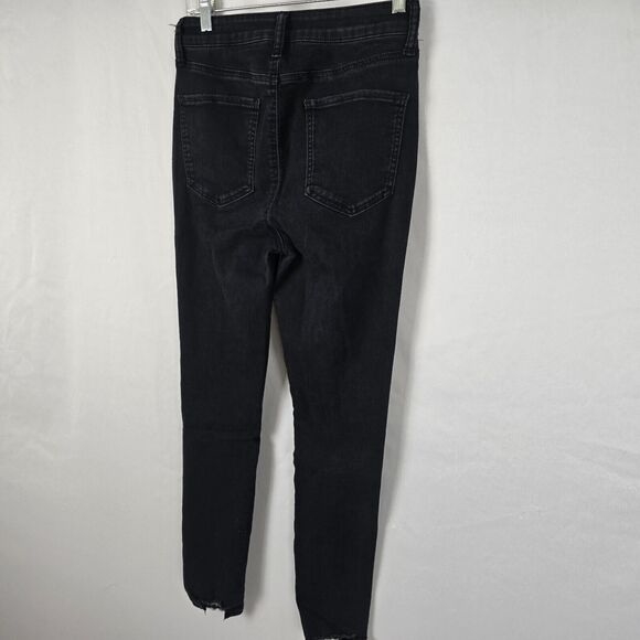SO Jegging Juniors 7 / 28 Black Super High Rise Curvy Destroyed Button - Picture 15 of 16